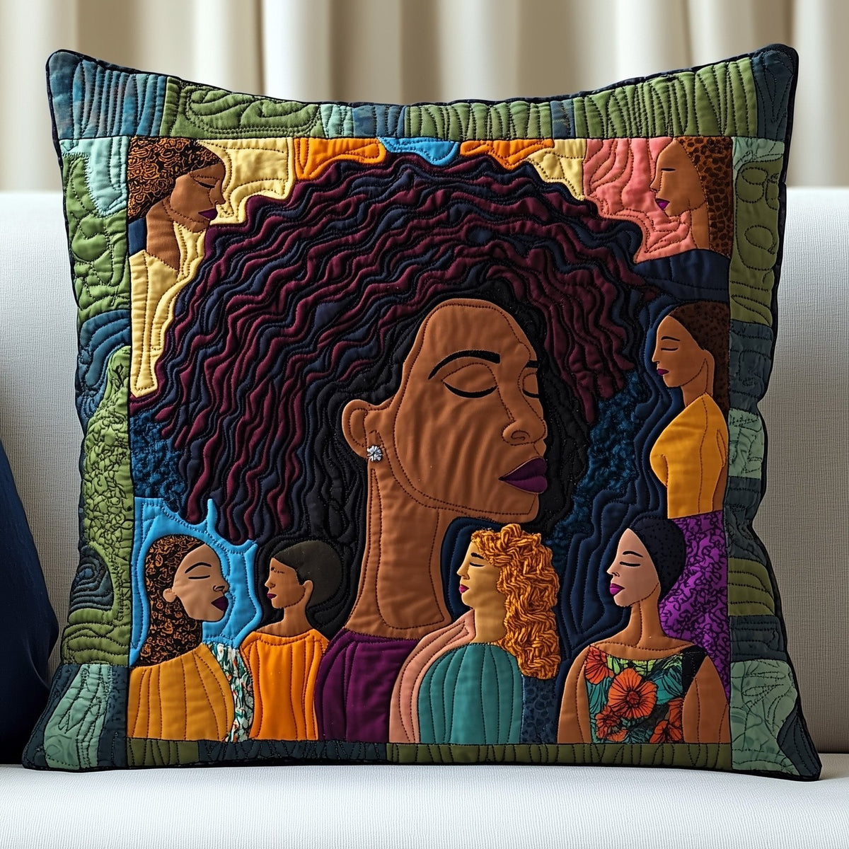 Divine Melanin Quilted Cushion Cover printed cushion cover