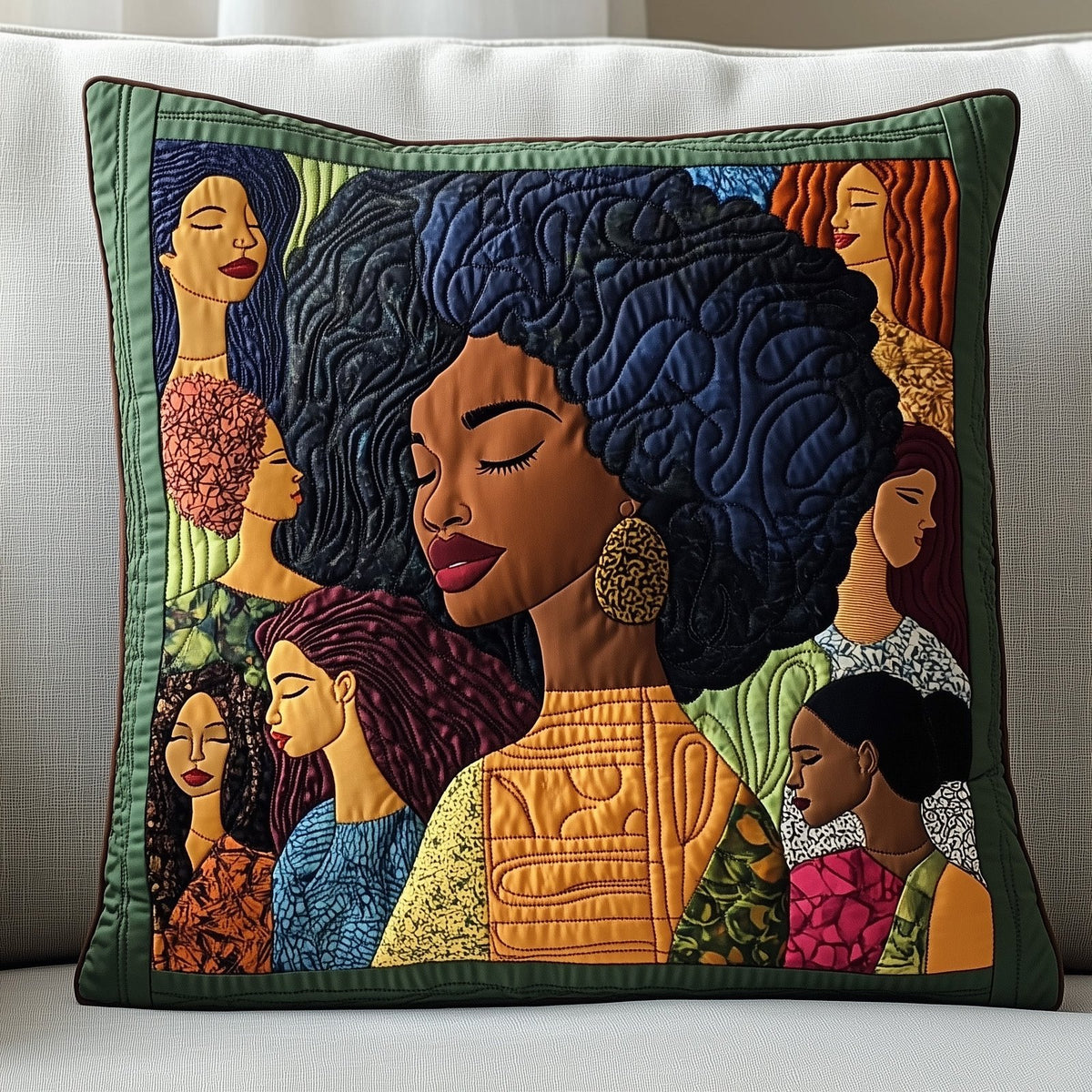 Divine Melanin Quilted Cushion Cover printed cushion cover