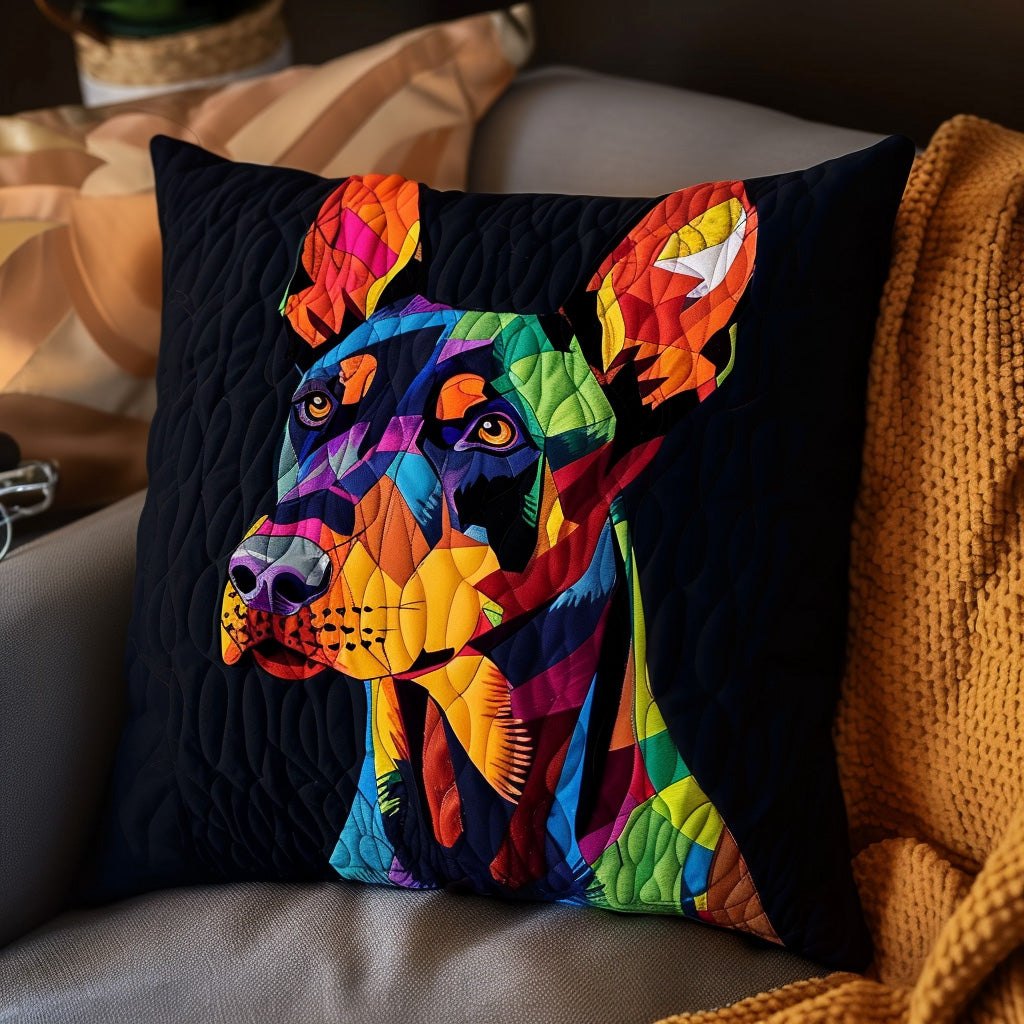 Doberman Elegance Quilted Cushion Cover printed cushion cover