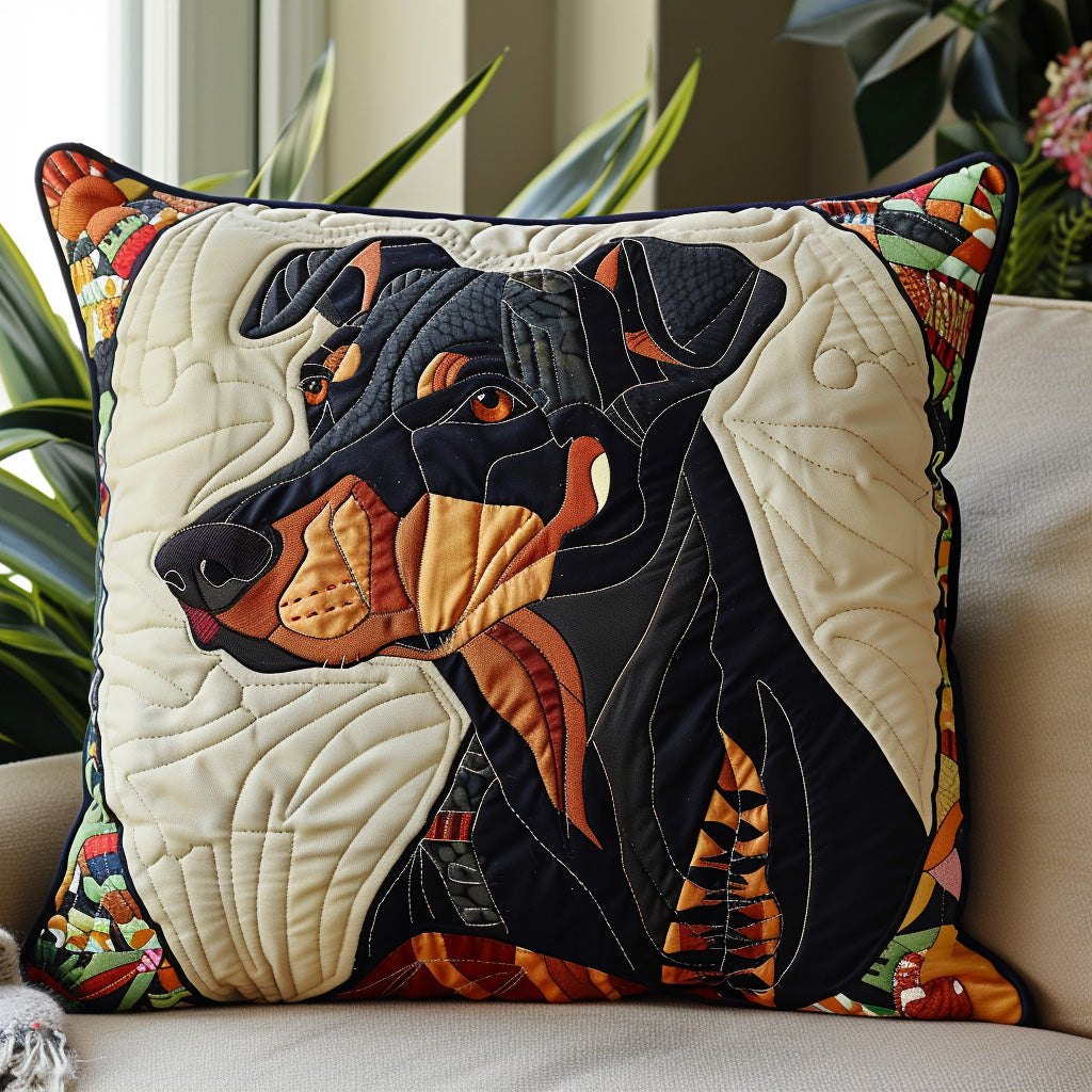 Doberman Prowess Quilted Cushion Cover printed cushion cover