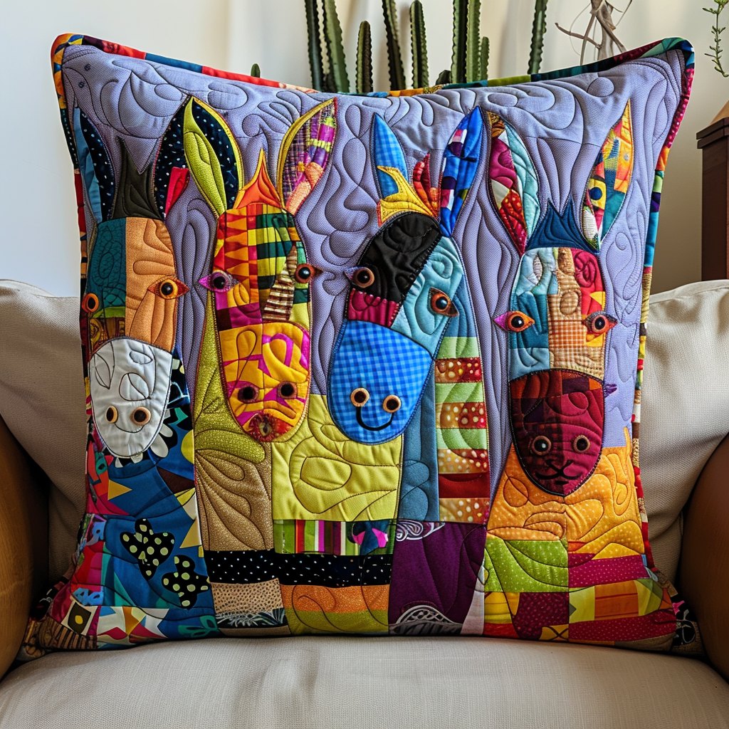 Donkey Charm Quilted Cushion Cover printed cushion cover