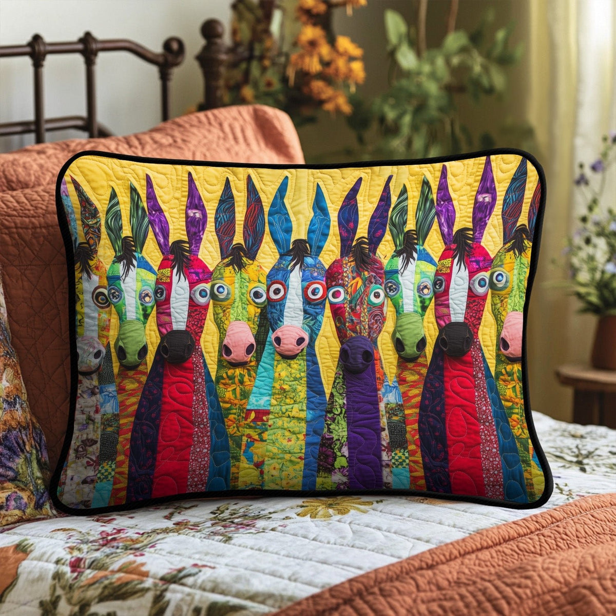 Doodle Donkeys Quilted Bedding Cushion Cover printed cushion cover