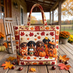 Doxie Autumn Days Quilted Tote Bag printed tote bag