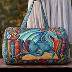 Dragon And Books Quilted Duffle Bag printed duffle bag
