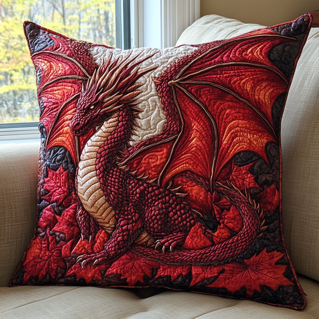 Dragon Flame Quilted Cushion Cover printed cushion cover