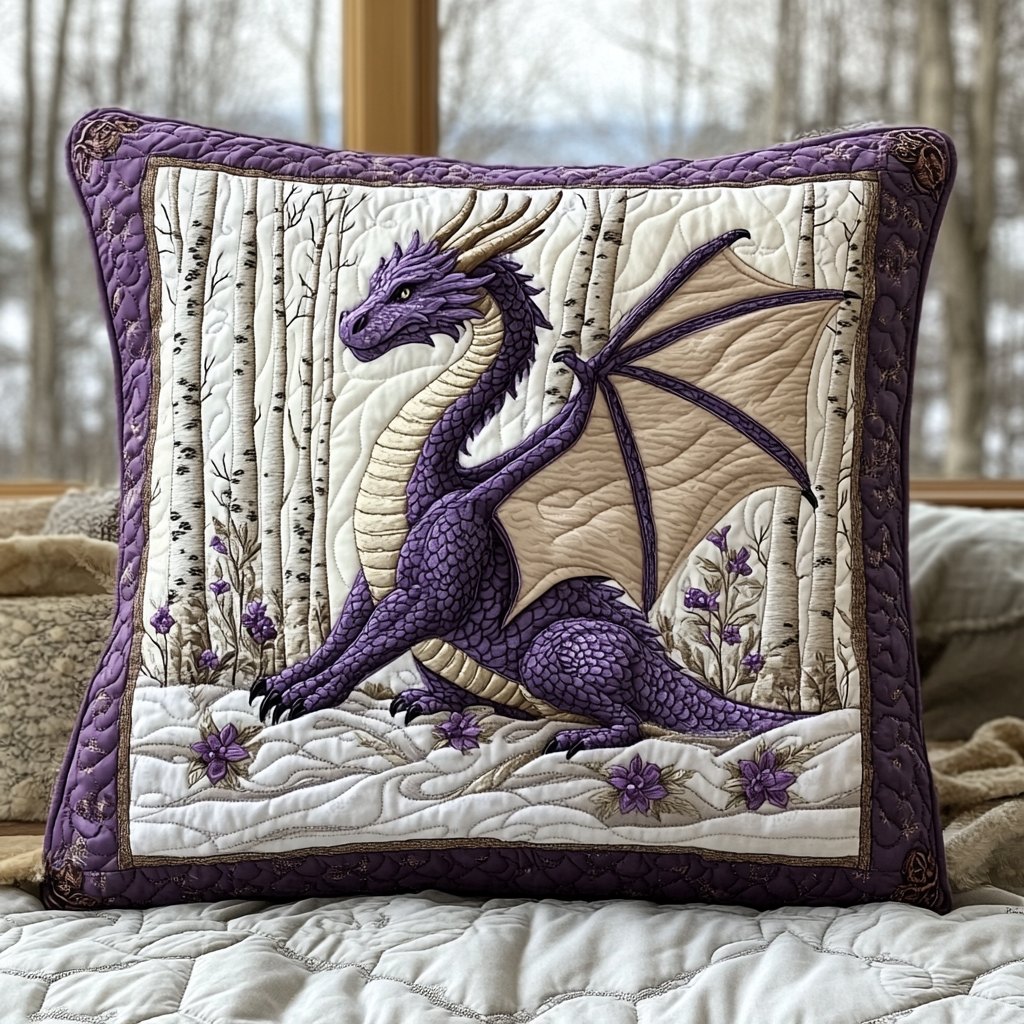 Dragon Forest Quilted Cushion Cover printed cushion cover