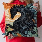 Dragon Obsidian Quilted Cushion Cover printed cushion cover