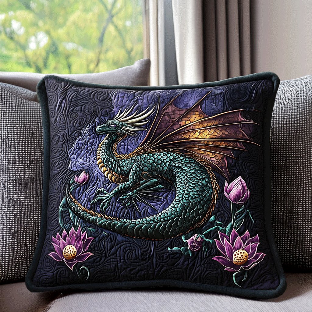Dragon Realm Quilted Cushion Cover printed cushion cover