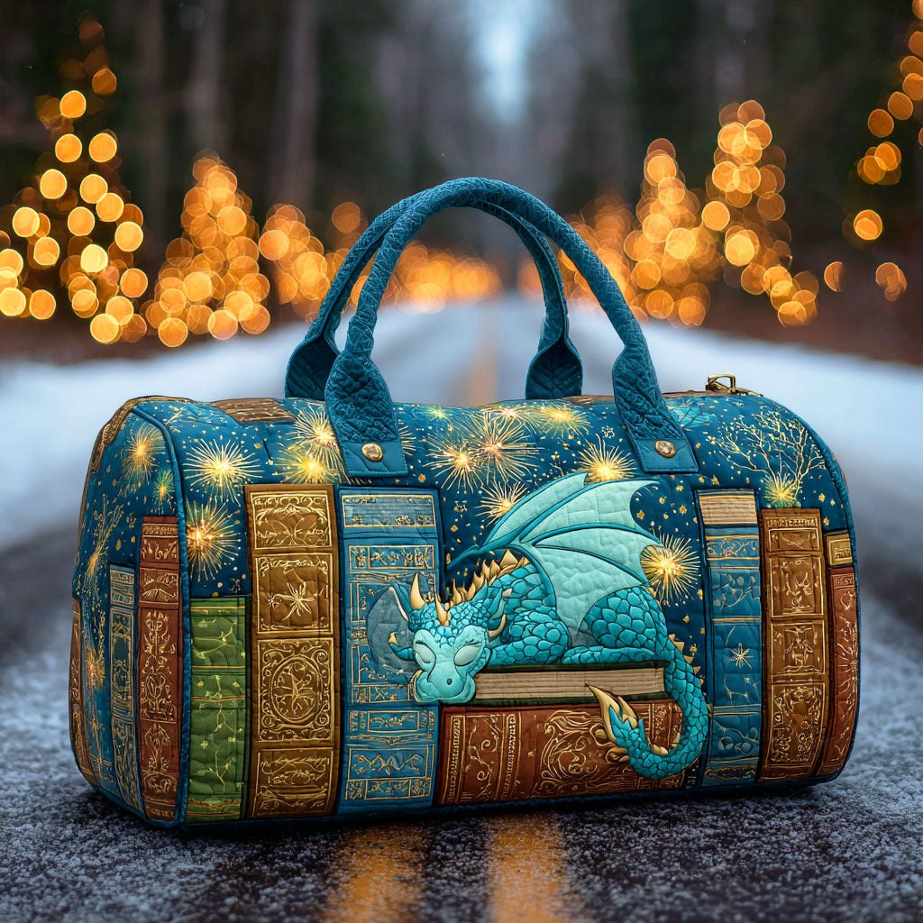 Dragon Tome Quilted Duffle Bag printed quilted duffle bag