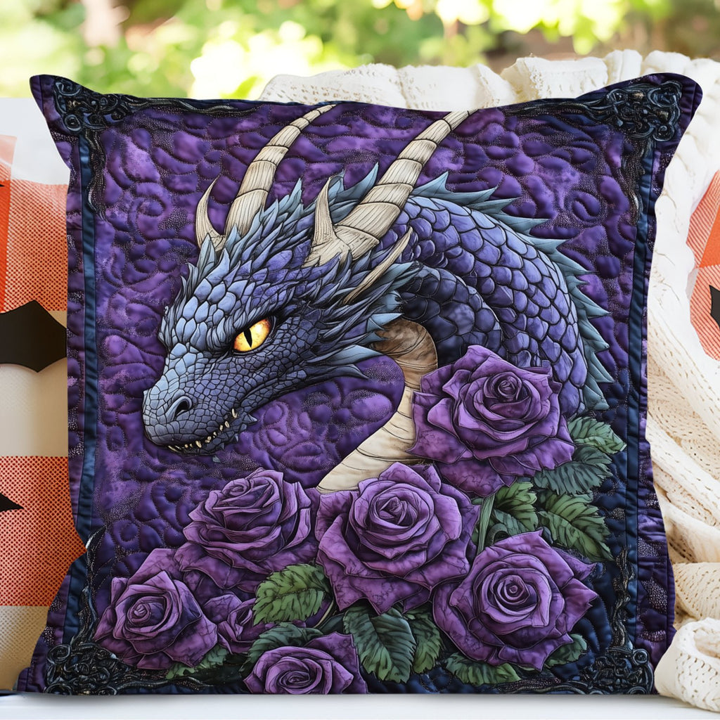 Dragon Violet Quilted Cushion Cover printed cushion cover