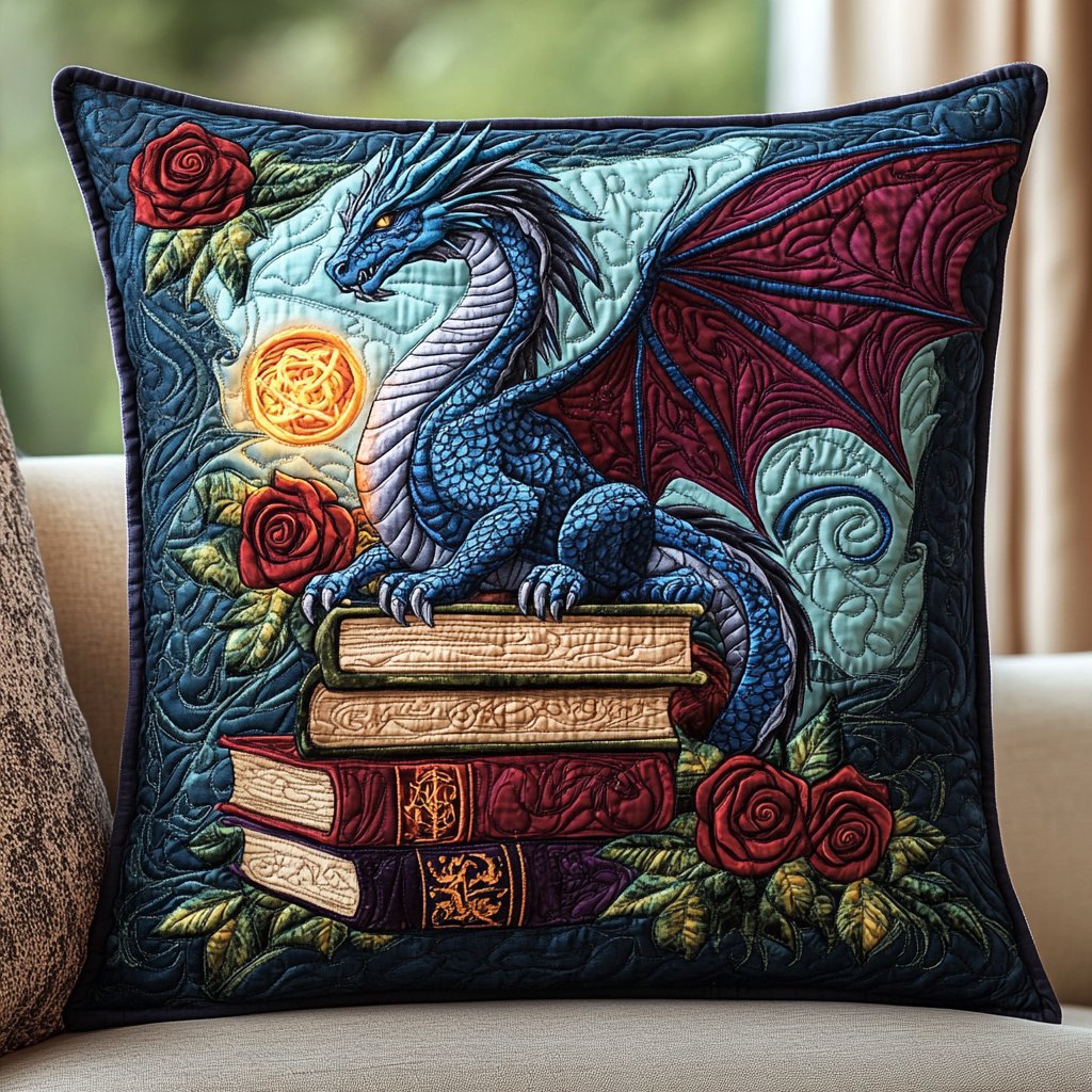 Dragon Wisdom Quilted Cushion Cover printed cushion cover
