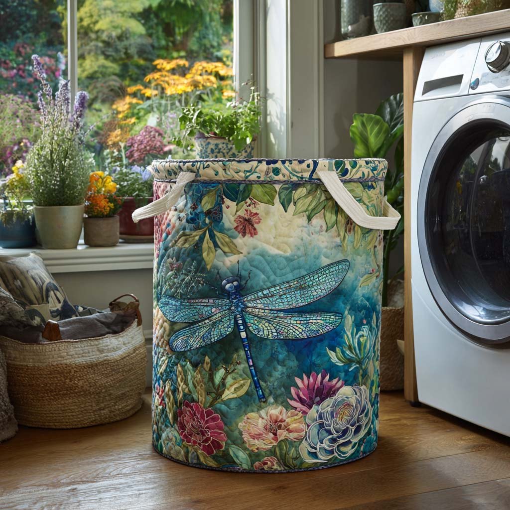 Dragonfly Charm Quilted Laundry Hamper printed laundry hamper