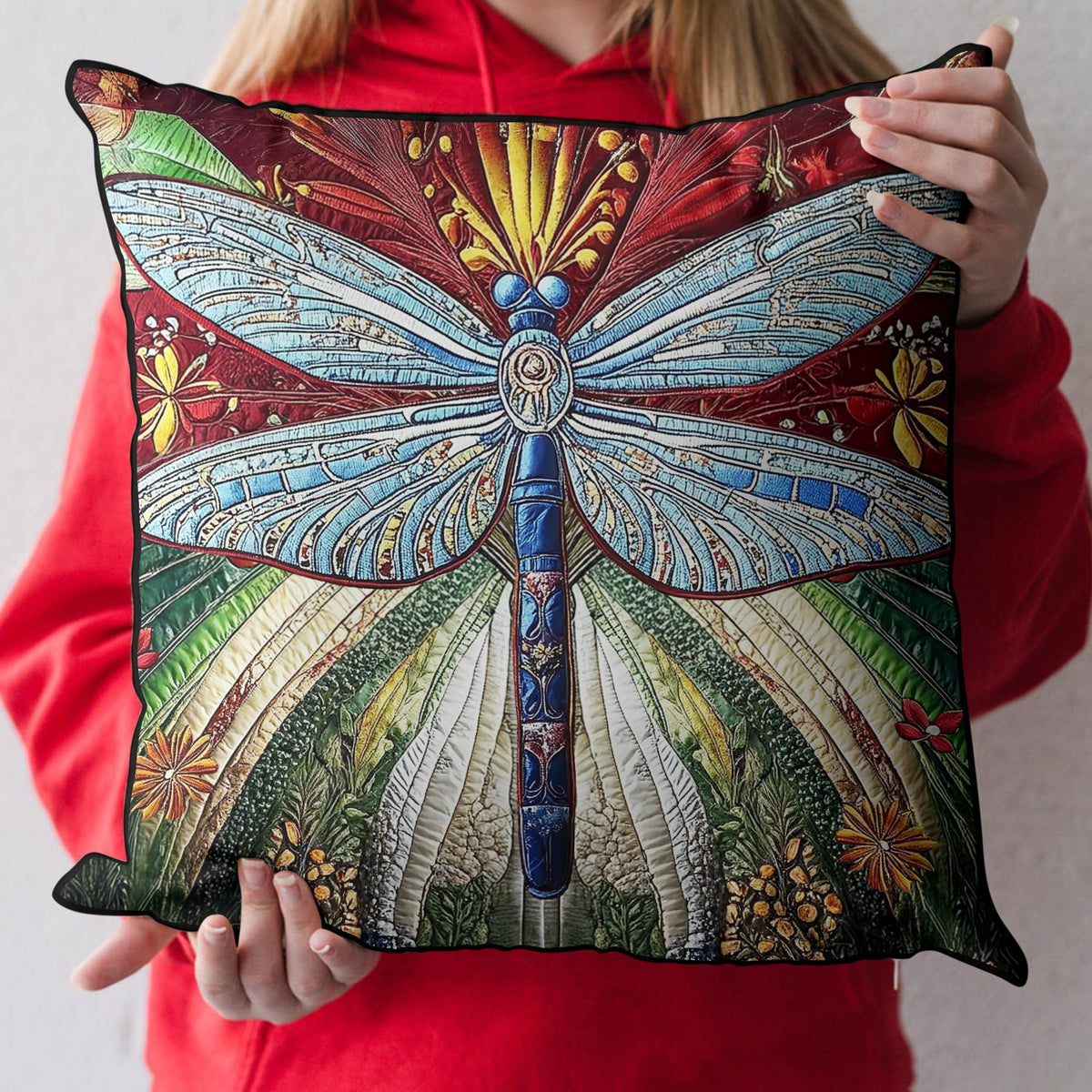 Dragonfly Dreams Quilted Cushion Cover printed cushion cover