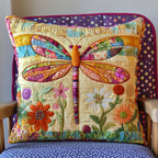 Dragonfly Floral Quilted Cushion Cover printed cushion cover