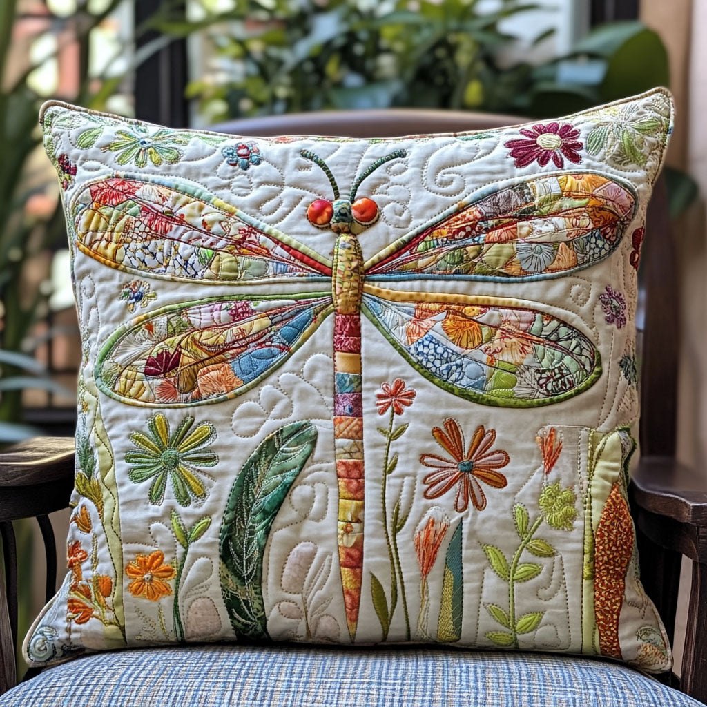 Dragonfly Garden Dance Quilted Cushion Cover printed cushion cover
