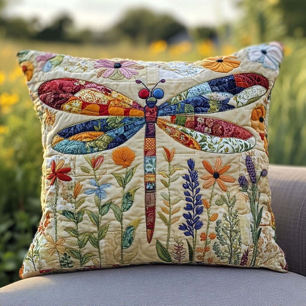 Dragonfly Garden Quilted Cushion Cover printed cushion cover