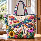 Dragonfly Haven Quilted Tote Bag printed tote bag