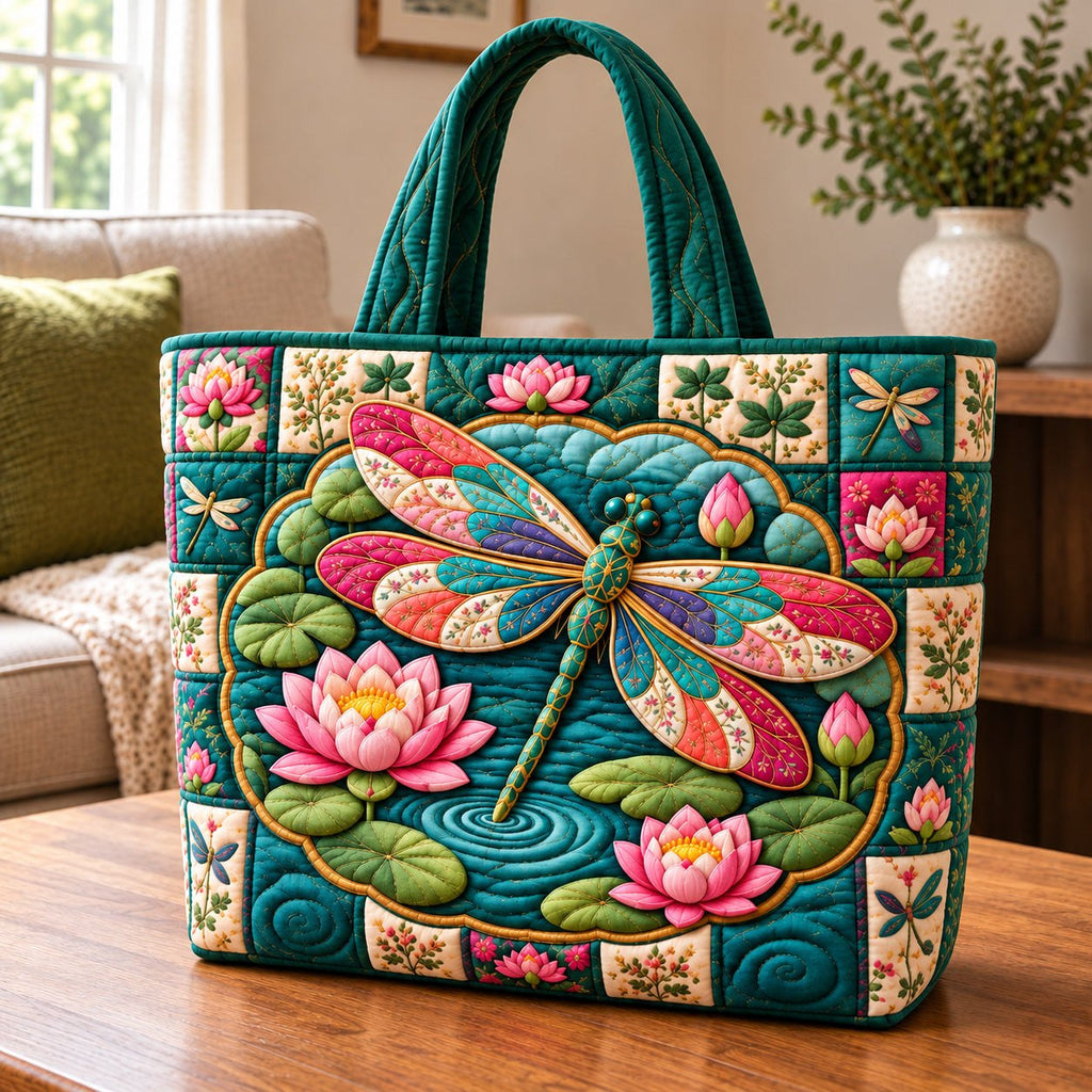 Dragonfly Nature Quilted Tote Bag printed tote bag