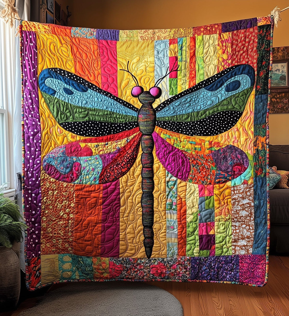 Dragonfly Quilted Blanket printed blanket