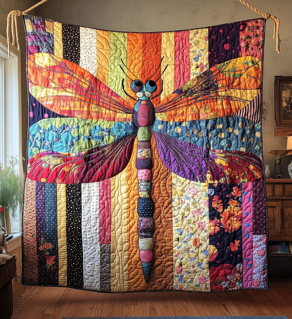 Dragonfly Quilted Blanket printed blanket