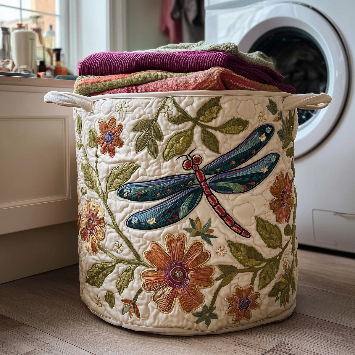 Dragonfly Quilted Laundry Hamper printed laundry hamper