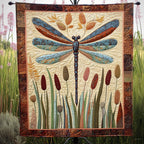 Dragonfly Reflection Quilted Blanket printed blanket