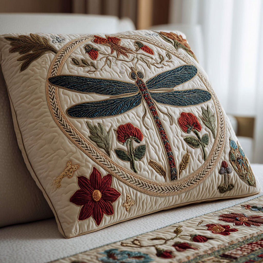 Dragonfly V2 Quilted Cushion Cover printed cushion cover