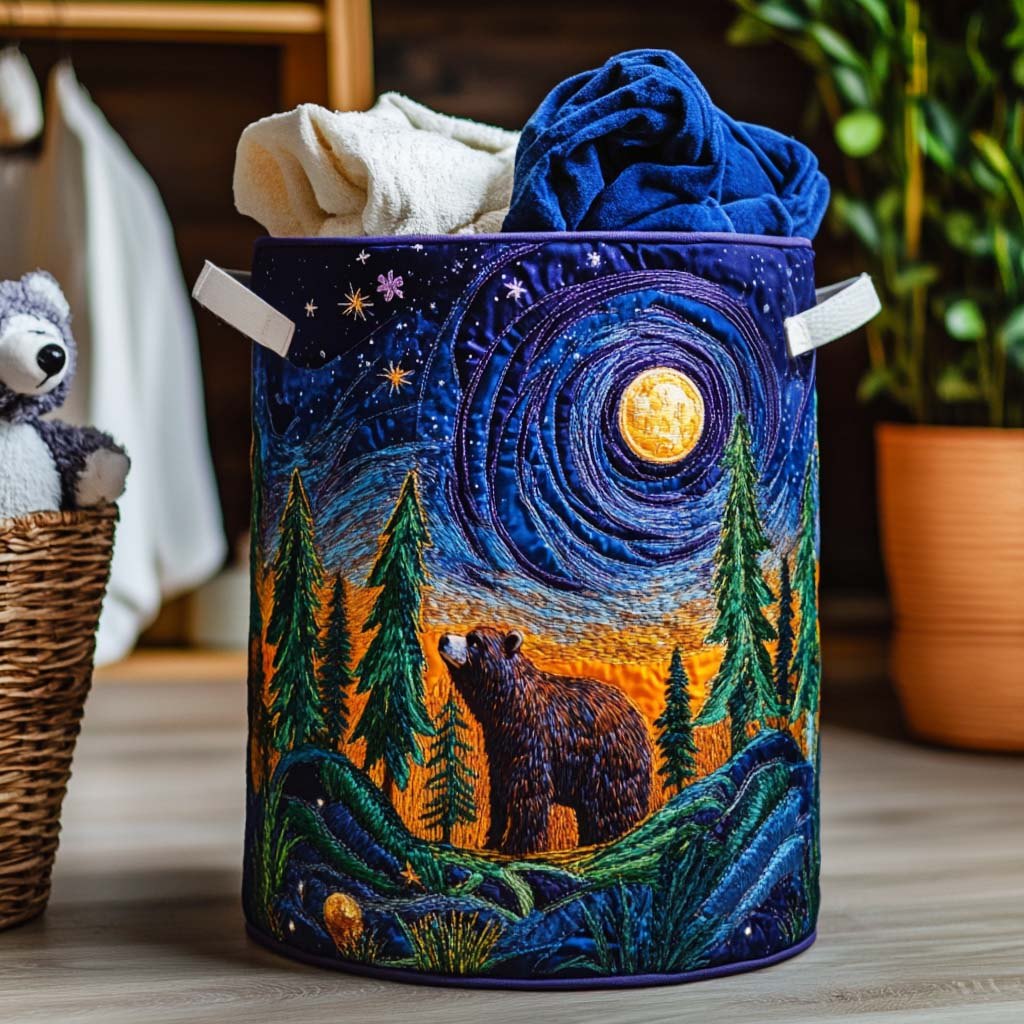 Dreamy Bear Sky Quilted Laundry Hamper printed laundry hamper