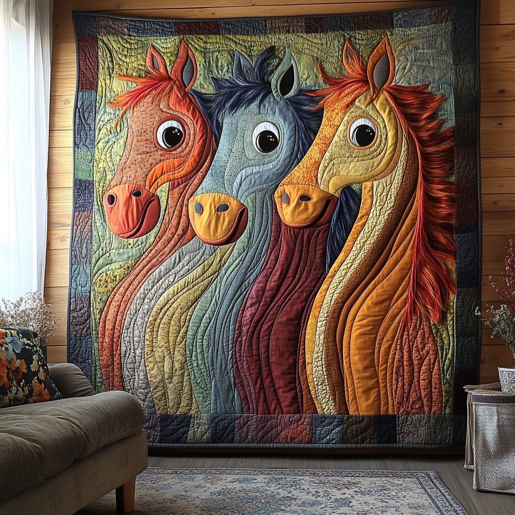 Dreamy Horse Quilted Blanket printed blanket