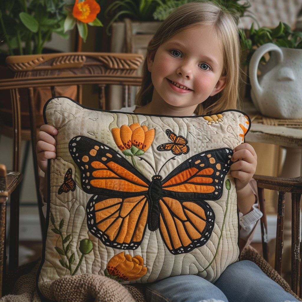 Dreamy Monarch Butterfly Quilted Cushion Cover printed cushion cover