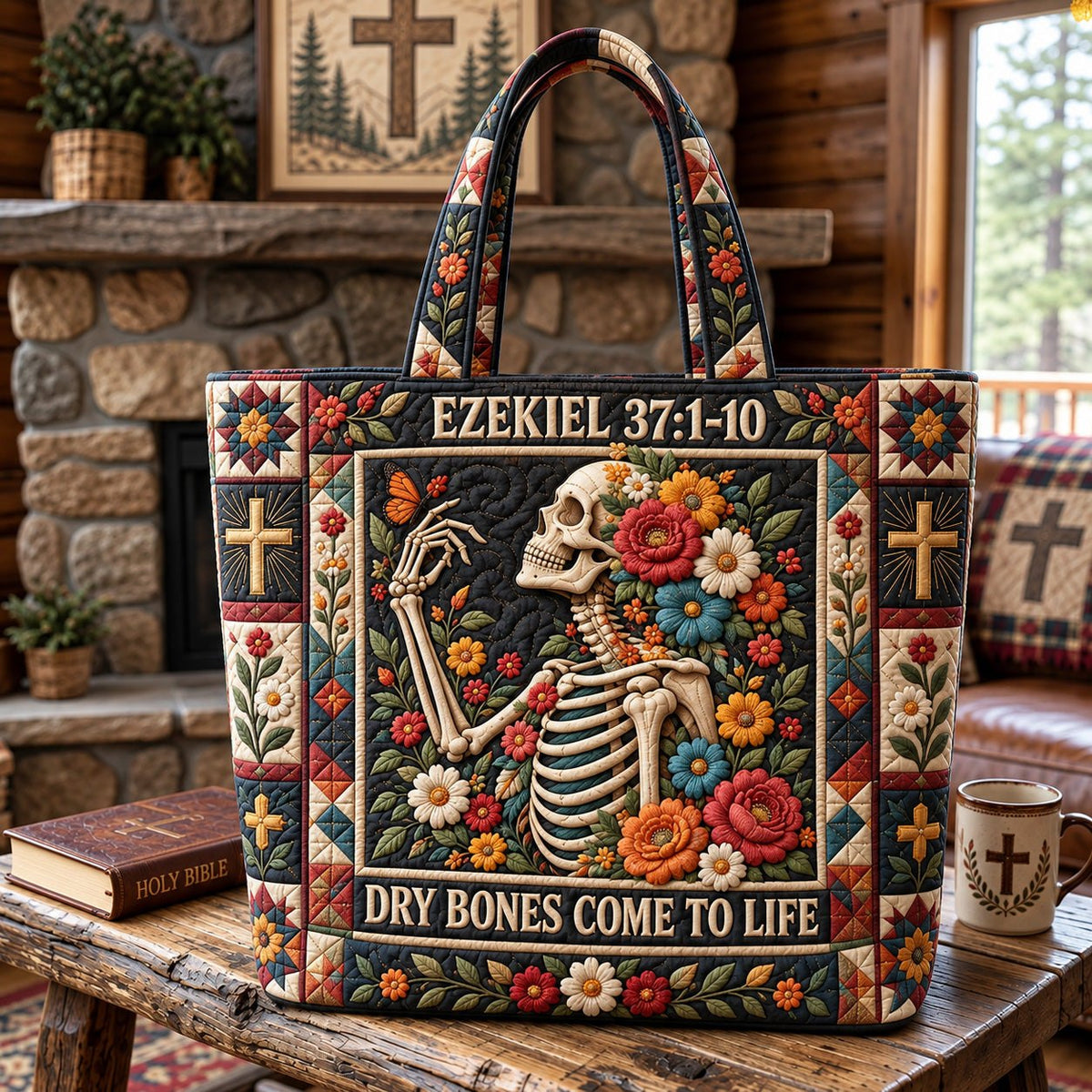 Dry Bones Come To Life Quilted Tote Bag printed tote bag