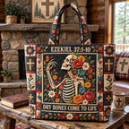 Dry Bones Come To Life Quilted Tote Bag printed tote bag