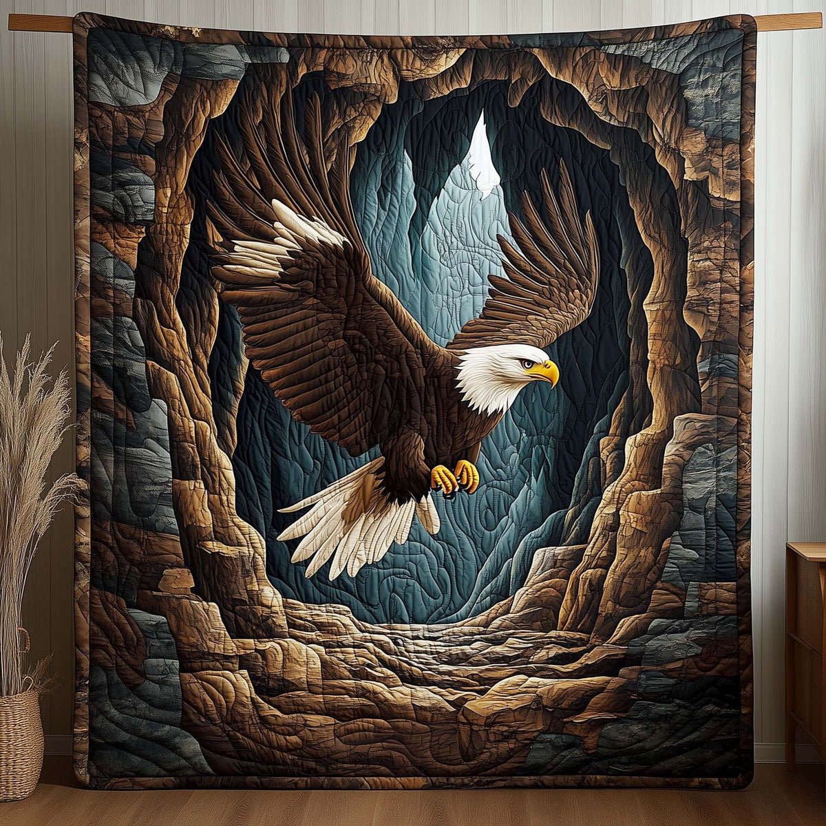 Eagle Emble Quilted Blanket printed blanket