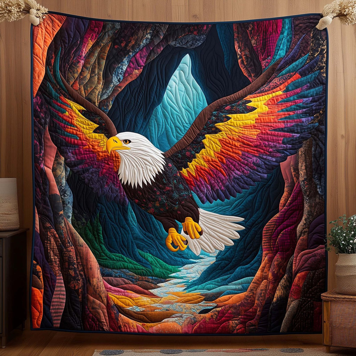 Eagle Emble Quilted Blanket printed blanket
