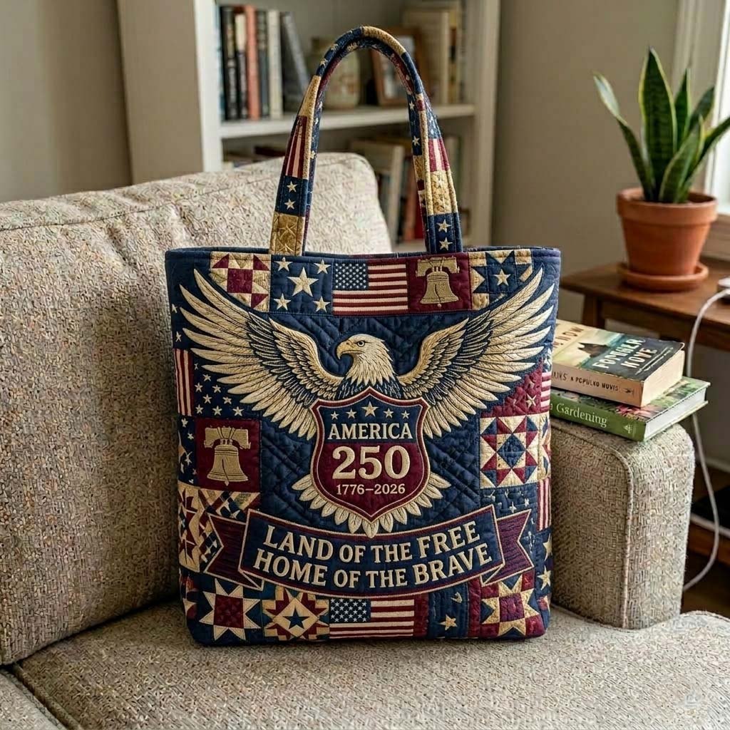 Eagle Honor Quilted Tote Bag printed tote bag