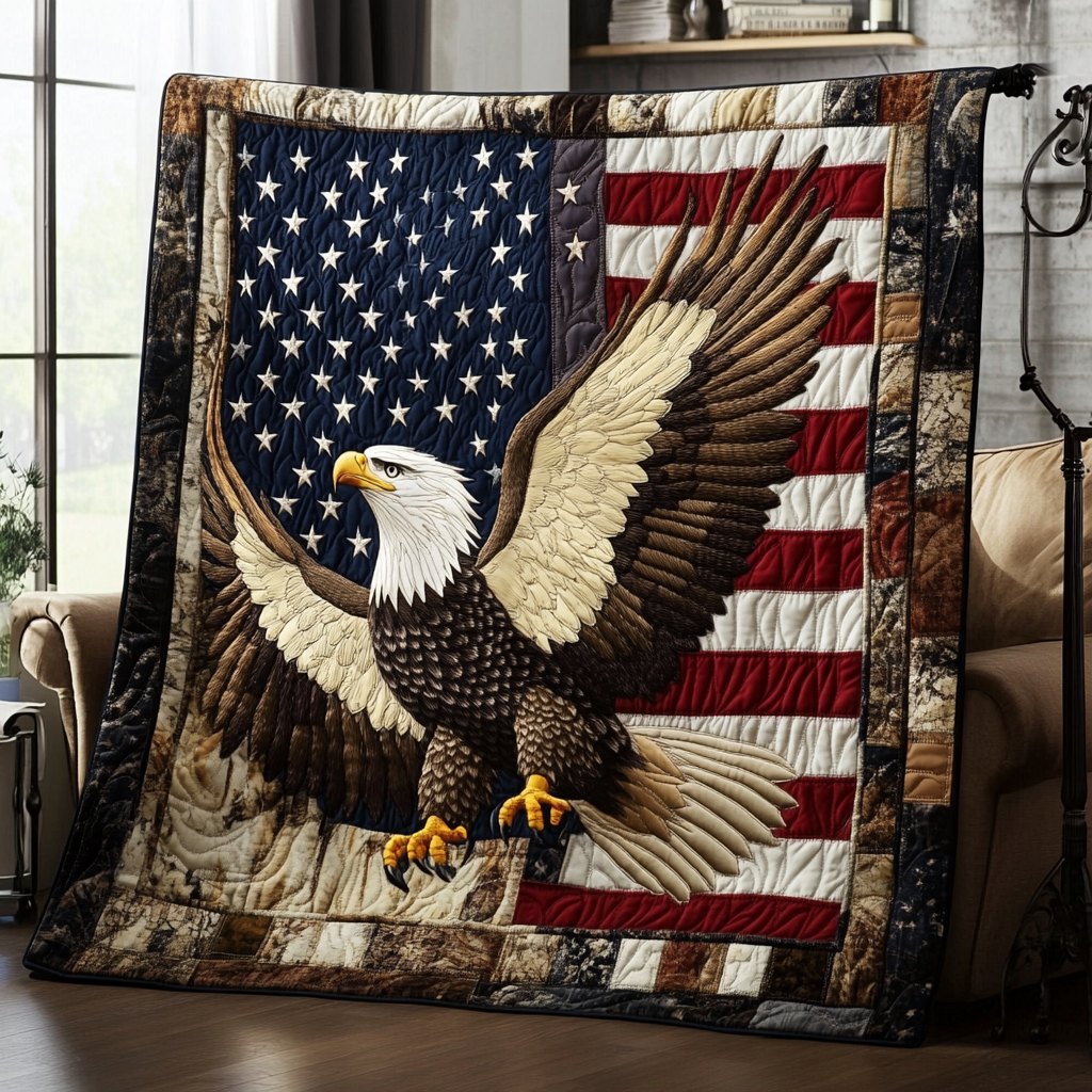 Eagle Pride Quilted Blanket printed blanket