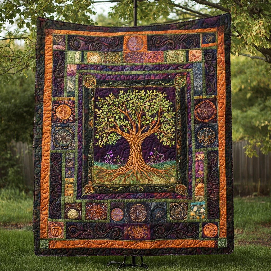 Earth Embrace Quilted Blanket printed blanket