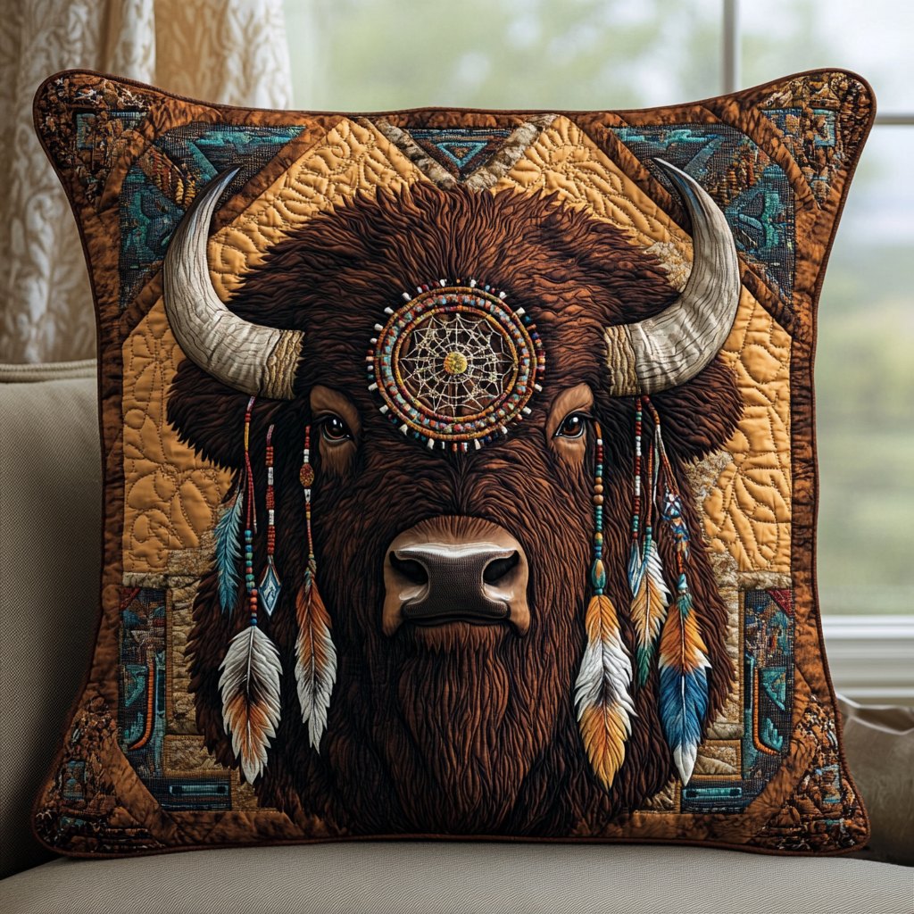 Earth Guardian Quilted Cushion Cover printed cushion cover