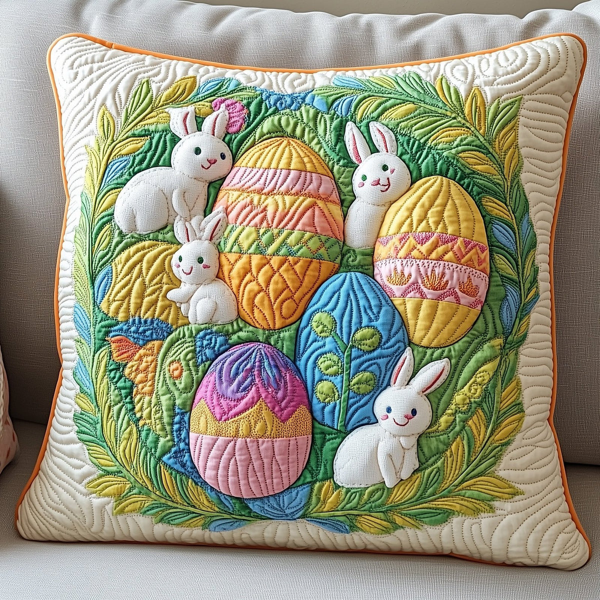 Easter Bunnies Quilted Cushion Cover printed cushion cover