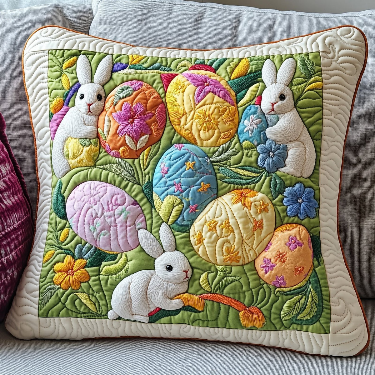 Easter Bunnies Quilted Cushion Cover printed cushion cover