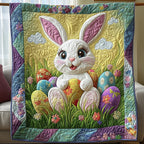 Easter Bunny Eggs Quilted Blanket printed blanket