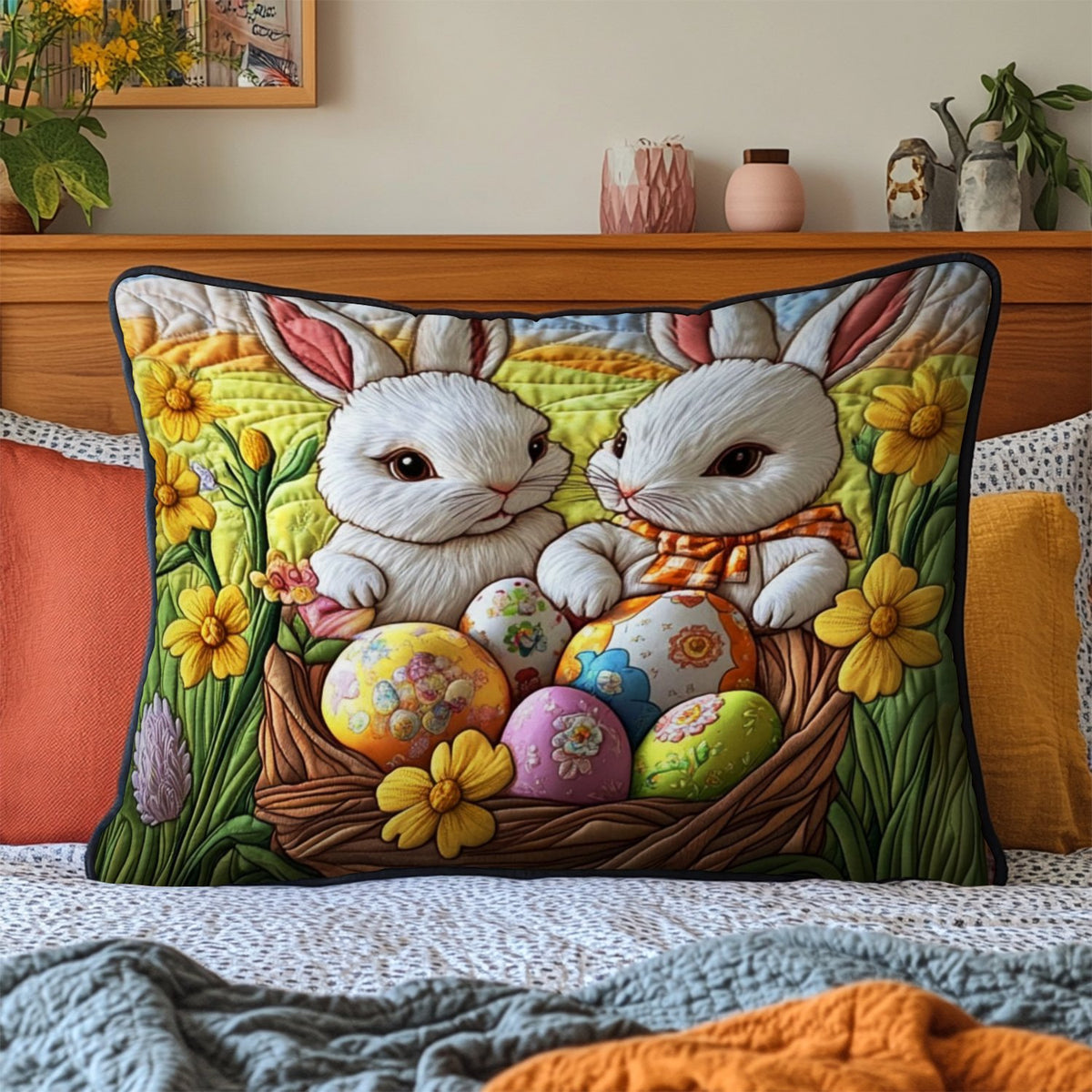 Easter Bunny Quilted Bedding Cushion Cover printed cushion cover