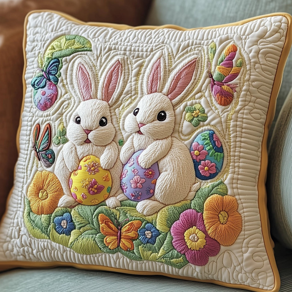 Easter Day Bunny Charm Quilted Cushion Cover printed cushion cover