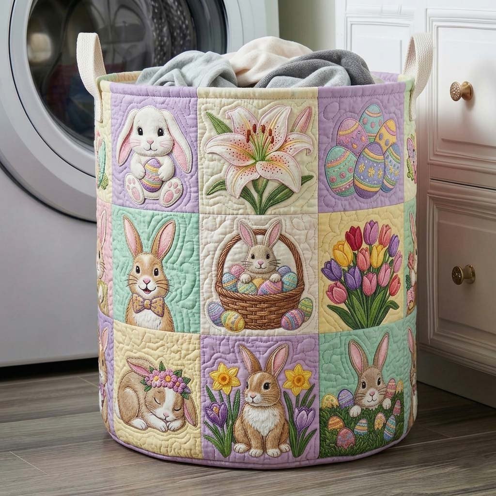 Easter Patchwork Quilted Laundry Hamper printed laundry hamper