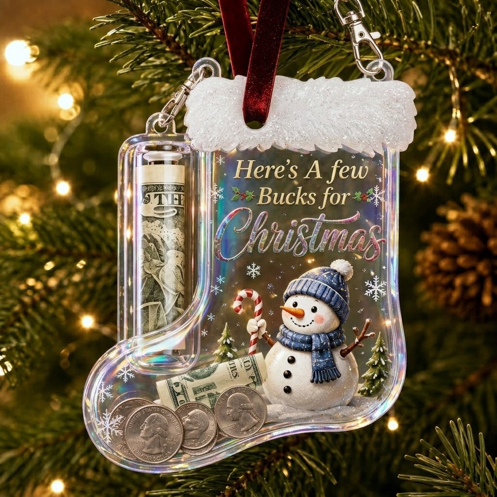 A Few Bucks Snowman Stocking Cash Holder Ornament