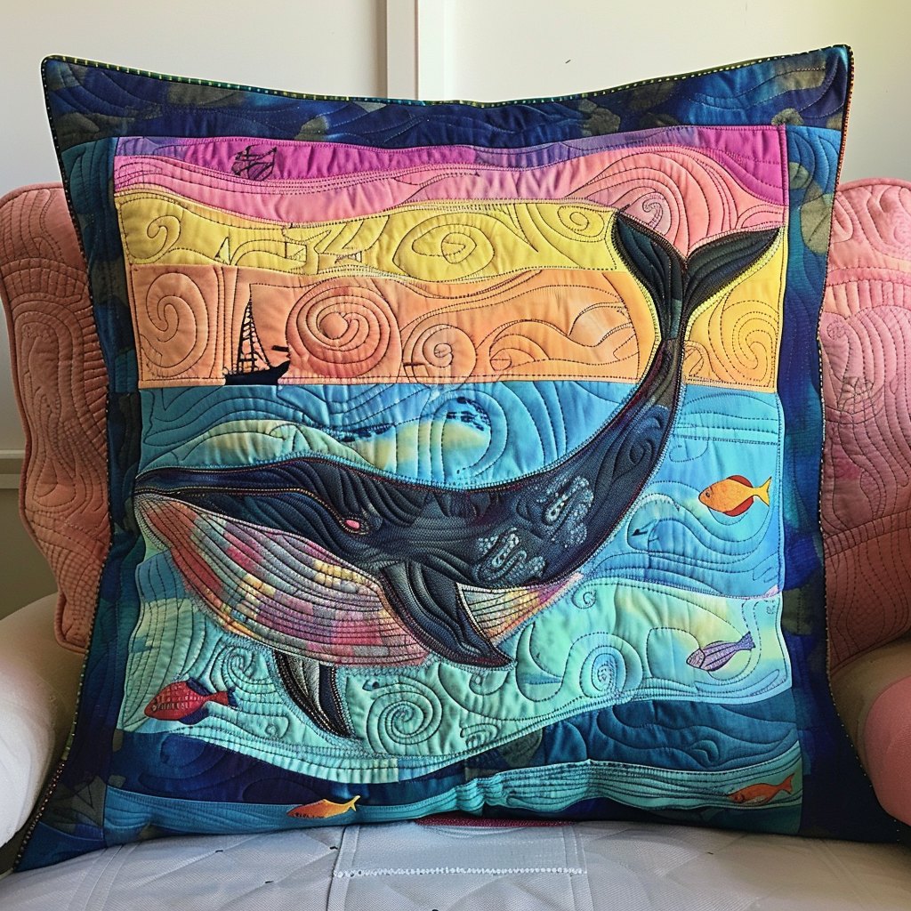 Echoes of the Deep Quilted Cushion Cover printed cushion cover