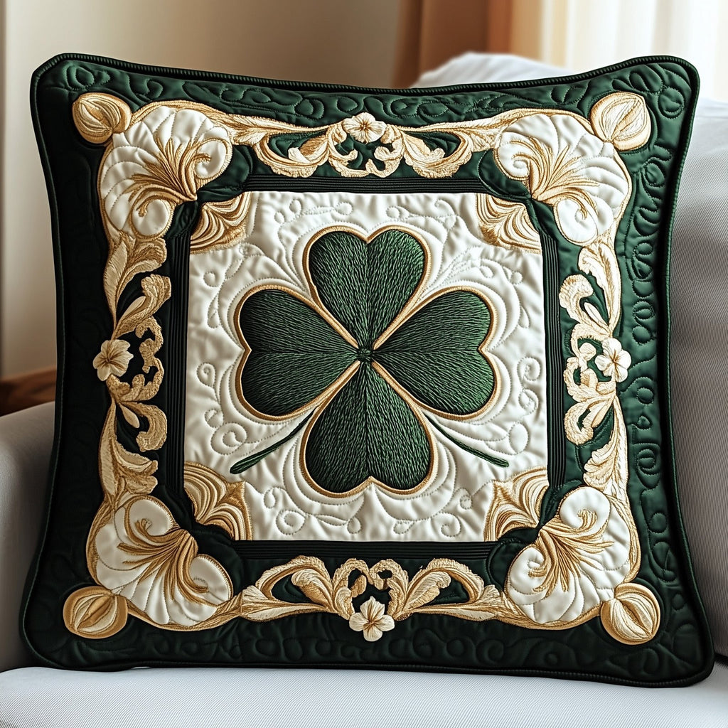 Elegance Celtic Shamrock Quilted Cushion Cover printed cushion cover