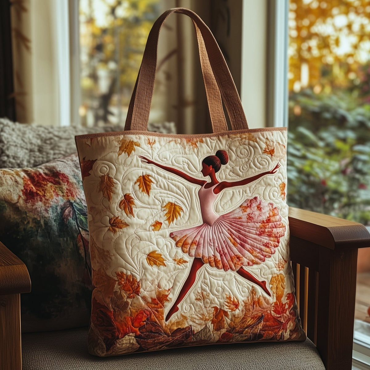 Elegant Ballerina Quilted Tote Bag printed tote bag