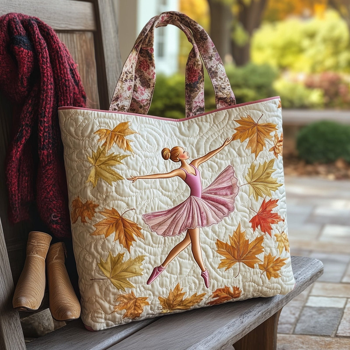 Elegant Ballerina Quilted Tote Bag printed tote bag