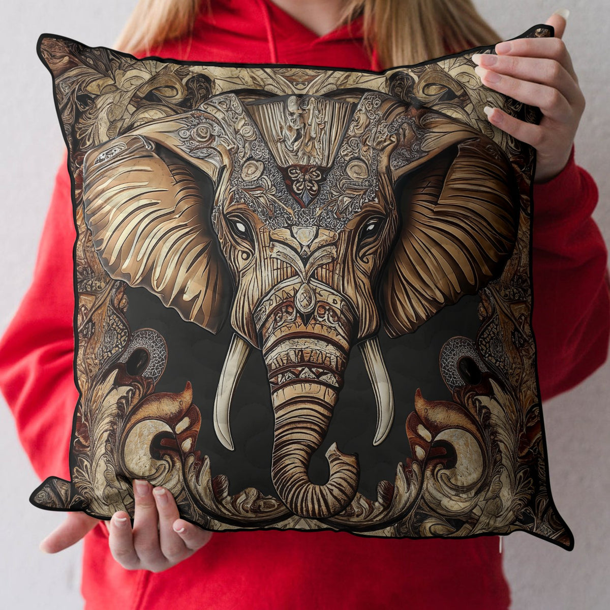 Elegant Elephant Quilted Cushion Cover printed cushion cover